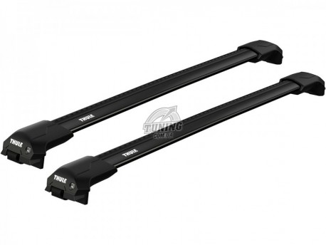 Photo Черный алюминиевый багажник на рейлинги Ford Focus 2008-2011 универсал Thule Wingbar Edge