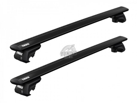 Photo Черный алюминиевый багажник на рейлинги Toyota Land Cruiser 100 1998-2007 Thule Wingbar Evo