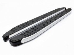 Боковые пороги Blackline на Mitsubishi Pajero Sport 08-15, 15- из алюминия OmsaLine