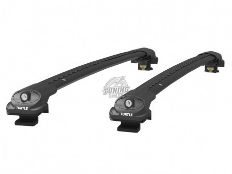 Photo Черный аэродинамический багажник на рейлинги Volkswagen Tiguan 2007-2024, 2024- Air1 Turtle