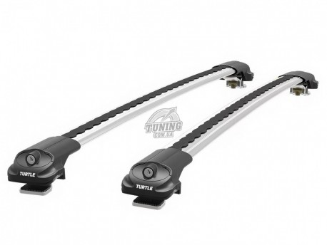 Photo Аэродинамический серебристый багажник на рейлинги Volkswagen Tiguan 2007-2024, 2024- Air1 Turtle