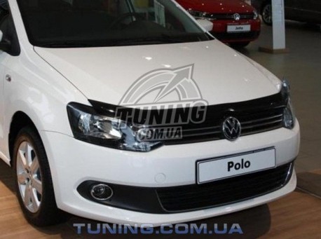 Фото Дефлектор капота на Volkswagen Polo 2009- з лого EGR Темний