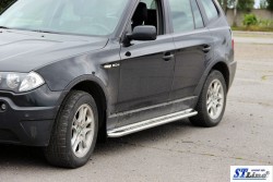 Боковая площадка из нержавейки BMW X3 2004-2010