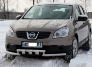 Передний ус ступенчатый с грилем на Nissan Qashqai 2007-2010