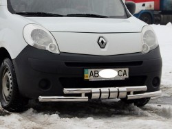 Передний ус ступенчатый с грилем на Renault Kangoo 2008-2013