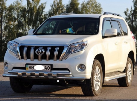 Photo Передний ус двойная труба с грилем на Toyota Land Cruiser Prado 2009-2013, 2013-