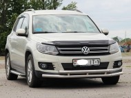 Передний ус двойная труба ST016 на Volkswagen Tiguan 2011-2016