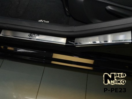 Photo Матовые накладки на пороги Peugeot 408 5 дверей 2010- Premium