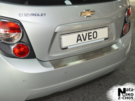 Photo Накладка на бампер с загибом Chevrolet Aveo 2012- хэтчбек Premium