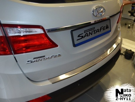 Фото Накладка на бампер з загином Hyundai Grand Santa Fe 2013- Premium