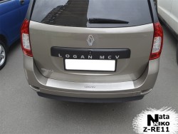 Накладка на бампер с загибом Renault Logan 2013- универсал Premium