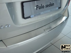 Накладка на бампер с загибом VW Polo 2009-2015 седан Premium