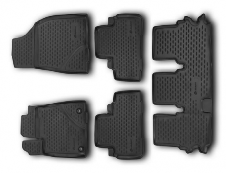 Фото Поліуретанові килимки в салон Toyota Highlander 2014 - Element чорні 5 шт