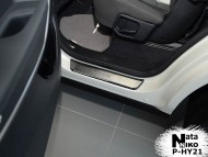 Матовые накладки на пороги Hyundai Santa Fe Grand 2013- Premium