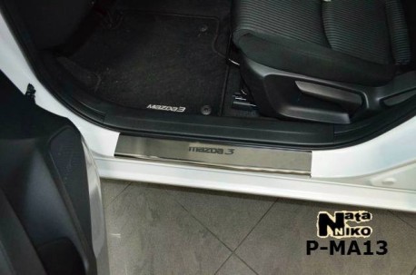Photo Матовые накладки на пороги Mazda 3 2013- Premium