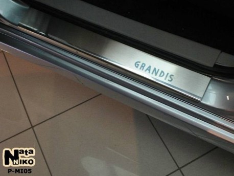 Photo Матовые накладки на пороги Mitsubishi Grandis 2004-2011 Premium