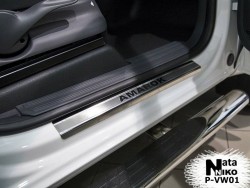 Матовые накладки на пороги Volkswagen Amarok 2010- Premium