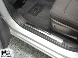 Накладки на внутренние пороги Chevrolet Aveo 2012- седан, хэтчбек Premium