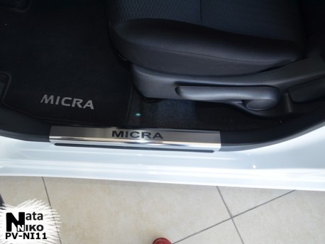 Photo Накладки на внутренние пороги Nissan Micra 2012- 5 дверей Premium